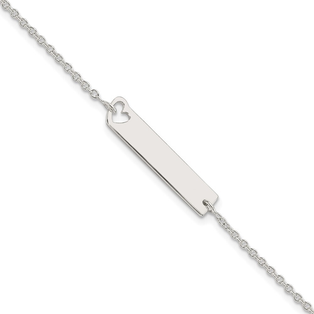 Kazi Luxury Sterling Silver Polished Heart ID 7in Bracelet